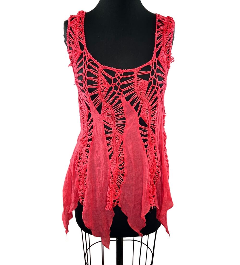 Umgee Pink Cover Up Dress Scoop Neck Sleeveless Knit Regular Fit Pullover Size S